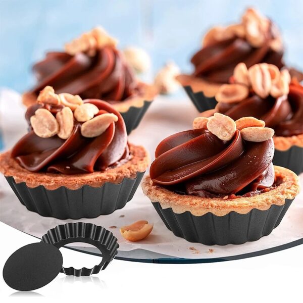 Mini Moules à Tarte avec Fond Amovible & Revêtement Antiadhésif