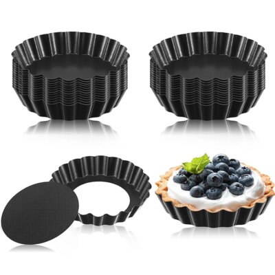 Mini Moules à Tarte avec Fond Amovible & Revêtement Antiadhésif