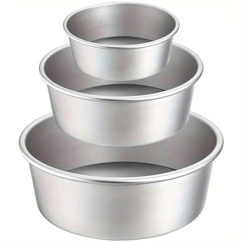 Ensemble de moules à gâteaux ronds en aluminium anodisé dur de 4/6/8 pouces, avec fonds amovibles pour une facile à enlever les gâteaux, moule de cuisson, 3 pièces