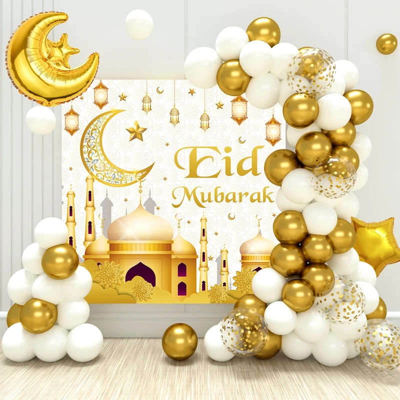 Eid Mubarak ballon fond Ramadan Kareem décoration Ballons Ramadan Mubarak musulman islamique Festival fête fournitures 2024 Eid Mubarak ballon fond Ramadan Kareem décoration Ballons Ramadan Mubarak musulman islamique Festival fête fournitures 2024