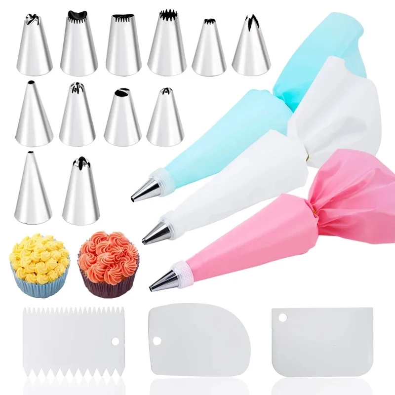 Outils de décoration de gâteaux à buse multifonctionnelle, sac à pâtisserie en Silicone, sac en Silicone réutilisable en acier inoxydable, outils de pâtisserie de cuisine