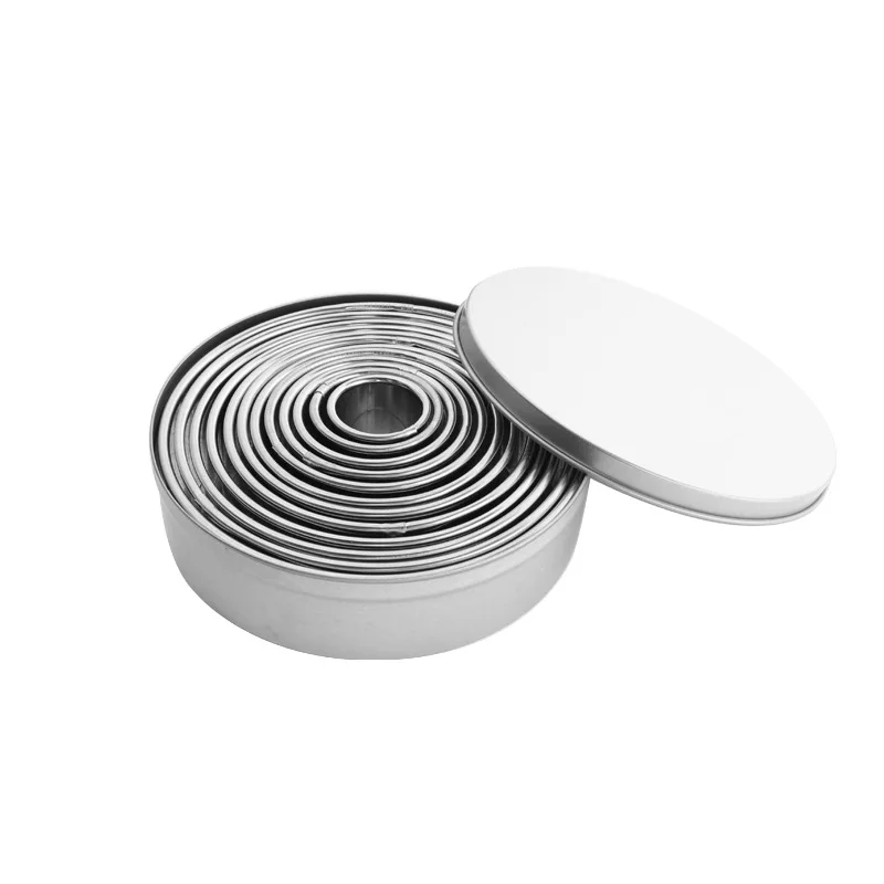 Moule à biscuits rond en acier inoxydable, coupe-pâte, boulettes, peau, ensemble de emporte-pièce de cuisine, cercle de cuisson, moule à pâtisserie, 11 pièces