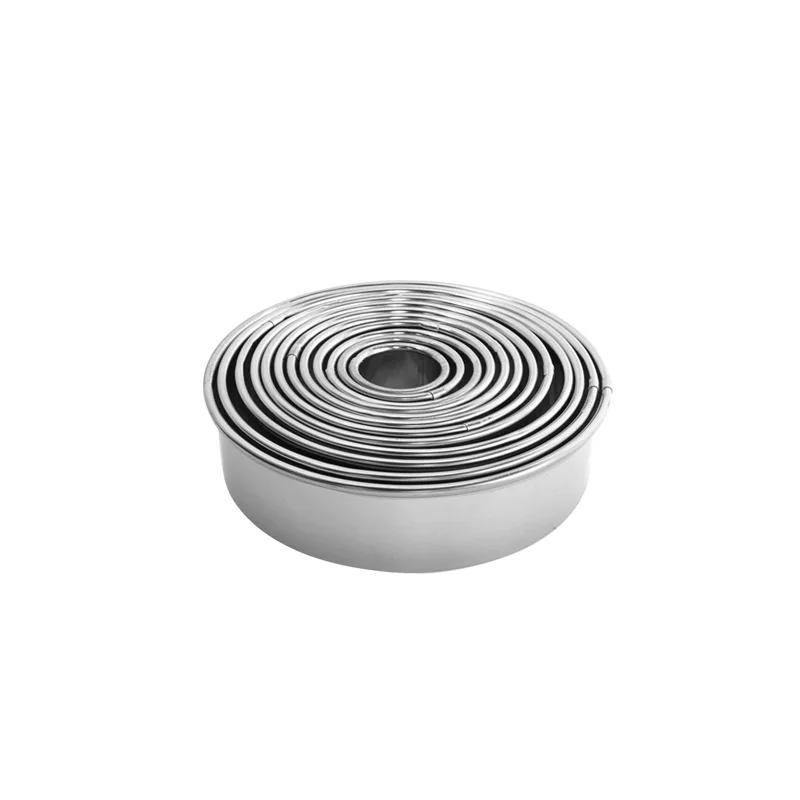 Moule à biscuits rond en acier inoxydable, coupe-pâte, boulettes, peau, ensemble de emporte-pièce de cuisine, cercle de cuisson, moule à pâtisserie, 11 pièces