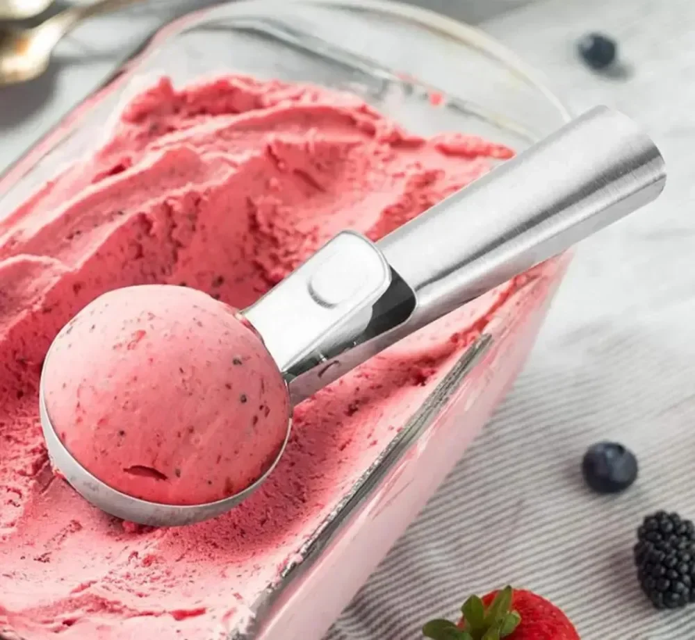 Cuillère à glace à double usage en acier inoxydable, cuillère à glace multifonctionnelle pour fruits, fournitures de cuisine