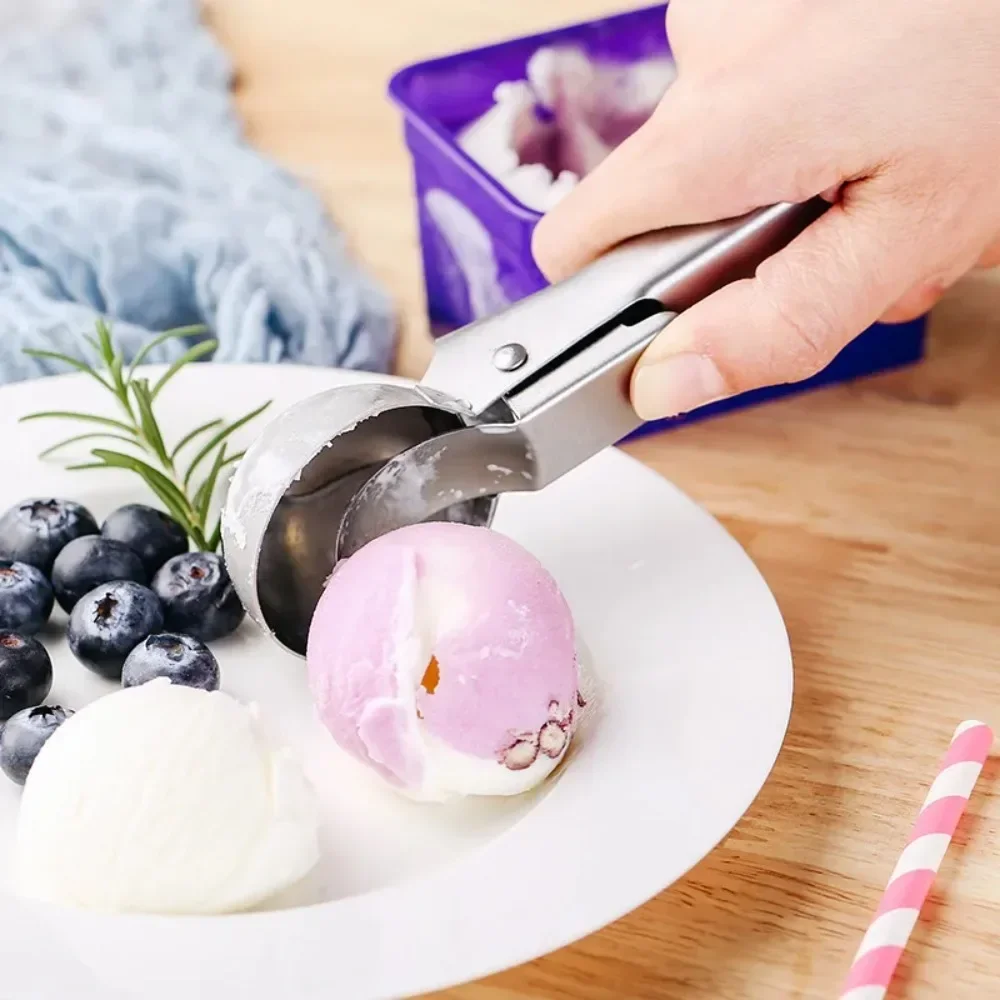 Cuillère à glace à double usage en acier inoxydable, cuillère à glace multifonctionnelle pour fruits, fournitures de cuisine