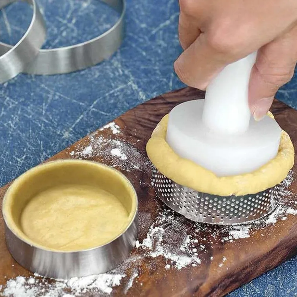 Anneau à tarte rond en acier inoxydable, moules perforés résistants à la chaleur, bricolage Mousse tarte aux fruits Tartlet beignet moule outils de cuisine 10 pièces