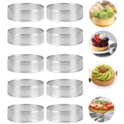Anneaux à Tarte Ronds en Acier Inoxydable Perforés