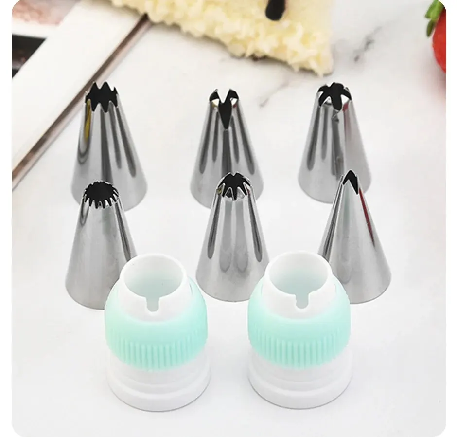 Ensemble (15 pièces) de buses décoratives en acier inoxydable, grattoir en plastique, sac à fleurs, spatule à crème, outils de cuisson ménagers
