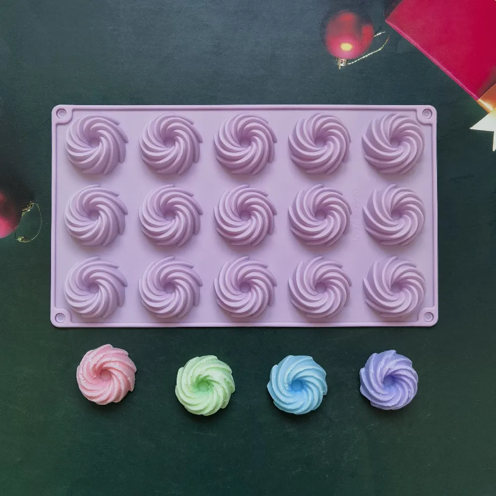 Moule à gâteau en Silicone en forme de spirale à 15 trous, Mousse, Dessert, cuisson de beignets au chocolat, ustensiles de cuisson, moule à pâtisserie