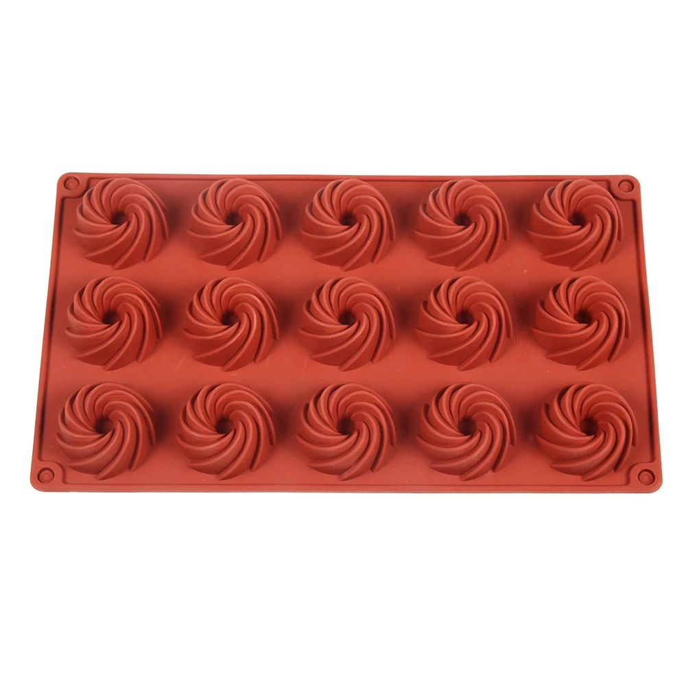 Moule à gâteau en Silicone en forme de spirale à 15 trous, Mousse, Dessert, cuisson de beignets au chocolat, ustensiles de cuisson, moule à pâtisserie