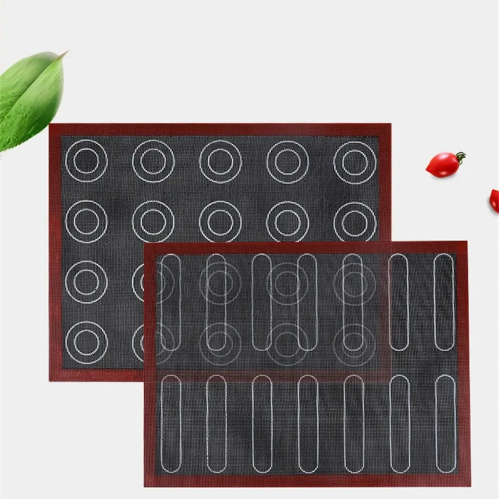 Tapis de cuisson antiadhésif en Silicone, 30x40cm, impression double face dans un macaron, feuille perforée pour four à pâtisserie, gâteau