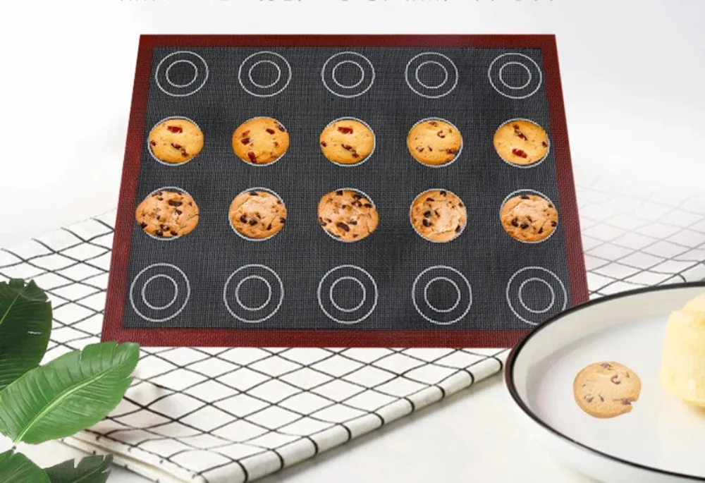 Tapis de cuisson antiadhésif en Silicone, 30x40cm, impression double face dans un macaron, feuille perforée pour four à pâtisserie, gâteau