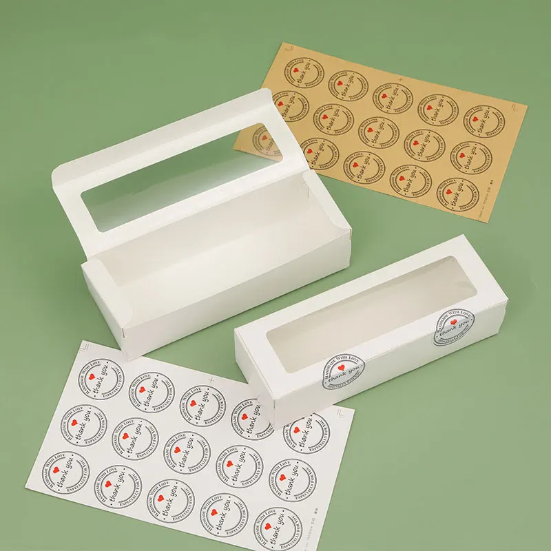 Boîtes d'emballage en papier Kraft, 10/20/30/50 pièces, fenêtre transparente, boîte à gâteaux de cuisson de bonbons pour mariage, boîte-cadeau de fête d'anniversaire