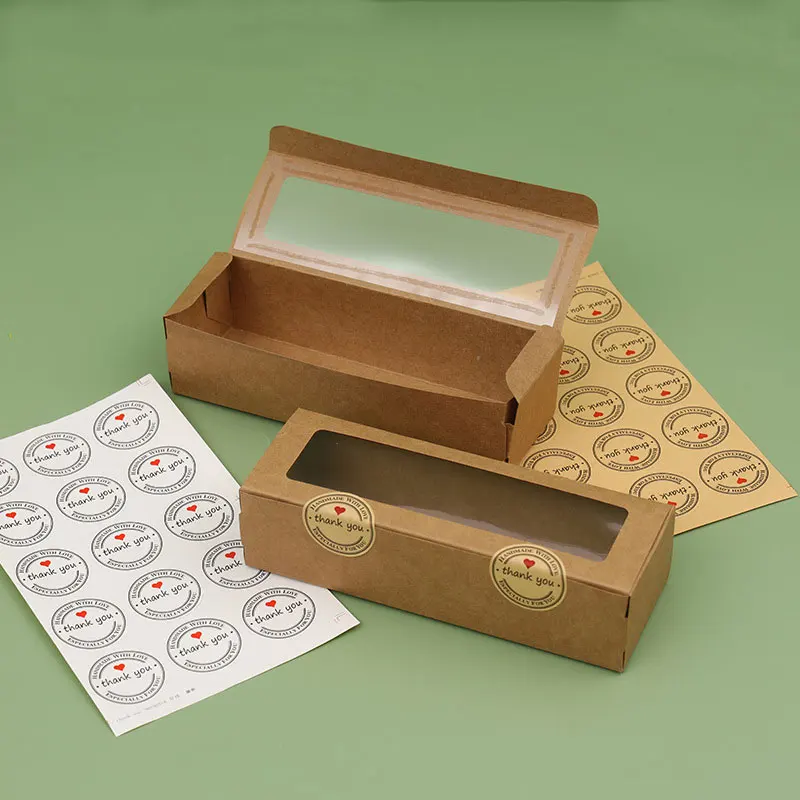 Boîtes d'emballage en papier Kraft, 10/20/30/50 pièces, fenêtre transparente, boîte à gâteaux de cuisson de bonbons pour mariage, boîte-cadeau de fête d'anniversaire