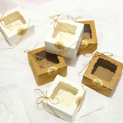 Boîte-Cadeau en Papier Kraft avec Fenêtre