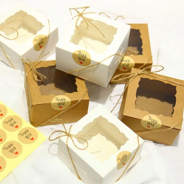 Boîte-Cadeau en Papier Kraft avec Fenêtre