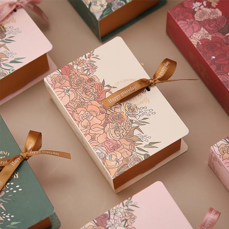 Coffret cadeau en forme de livre, 5 pièces, avec ruban, carton, bonbons, chocolat, boîte d'emballage cadeau pour mariage, anniversaire, fête des mères