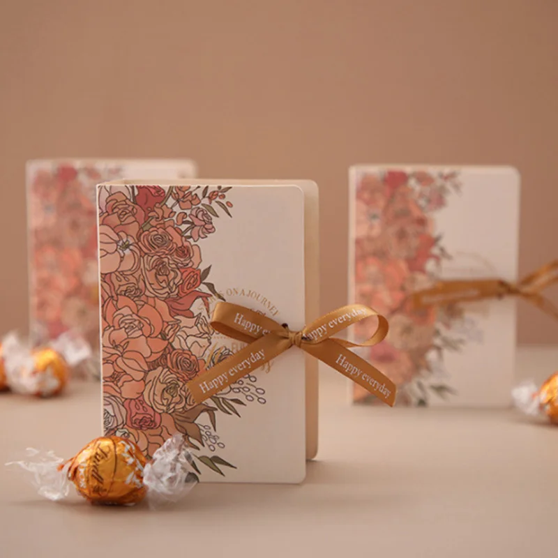 Coffret cadeau en forme de livre, 5 pièces, avec ruban, carton, bonbons, chocolat, boîte d'emballage cadeau pour mariage, anniversaire, fête des mères