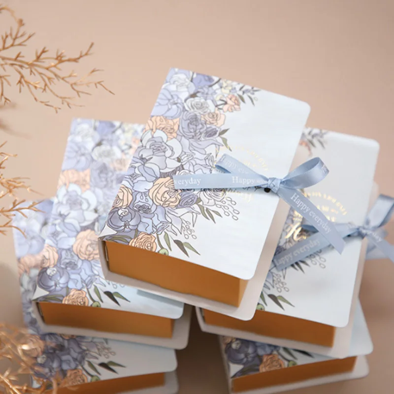 Coffret cadeau en forme de livre, 5 pièces, avec ruban, carton, bonbons, chocolat, boîte d'emballage cadeau pour mariage, anniversaire, fête des mères