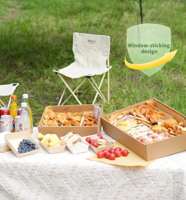 Boîtes en Papier Kraft Jetables avec Fenêtre | Emballages pour Pique-Nique, Pizza, Sandwich