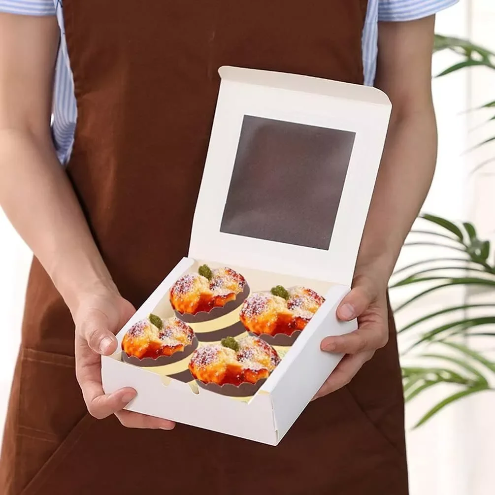 Boîtes à cupcakes à fenêtre transparente avec Inserts, porte-cupcakes, 2/4/6 trous, boîtes à muffins pour vacances, fournitures de cuisson pour fêtes