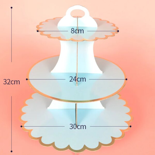 Support à Gâteaux en Carton à 3 Niveaux – Présentoir à Cupcakes et Desserts