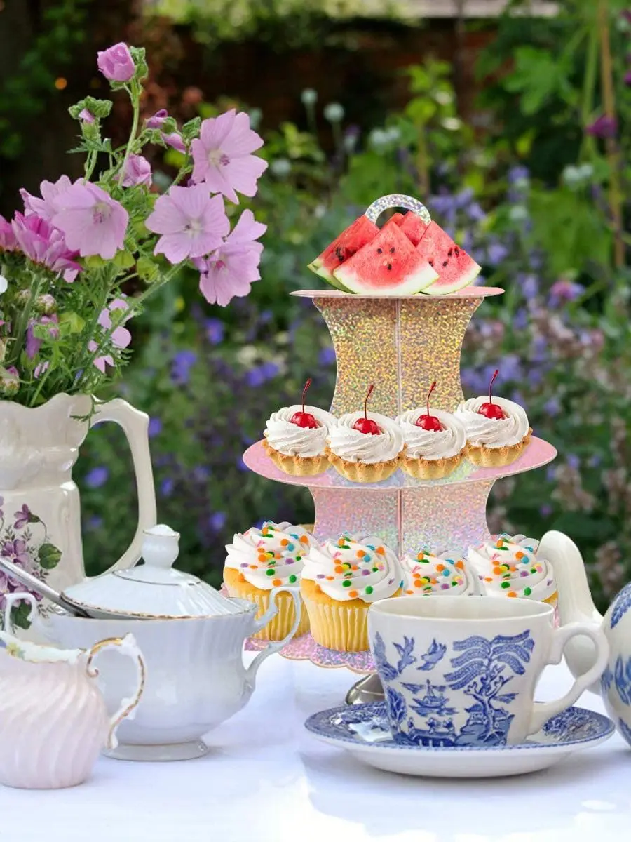 Support à gâteaux en carton à 3 niveaux, support à cupcakes pour fête d'anniversaire, mariage, réception-cadeau pour bébé, fêtes de noël, affichage de desserts