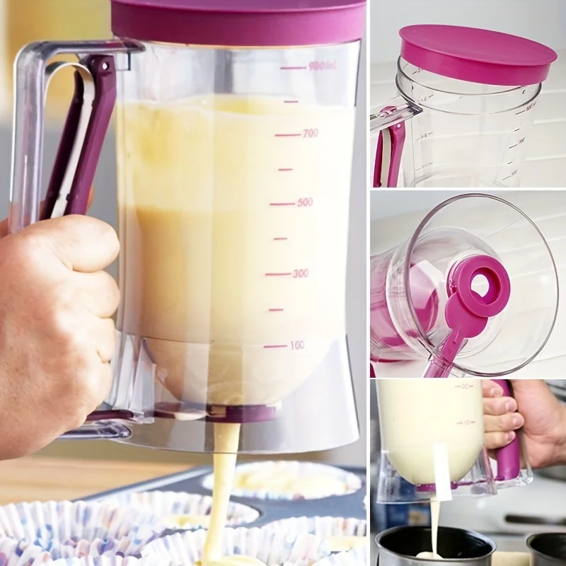 Distributeur de pâte à pâte de 900ml, 1 pièce, entonnoir gradué à main, pâte à pâtisserie, pour crêpes, Cupcakes, gâteaux
