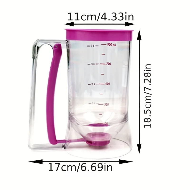 Distributeur de pâte à pâte de 900ml, 1 pièce, entonnoir gradué à main, pâte à pâtisserie, pour crêpes, Cupcakes, gâteaux