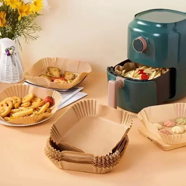 Papier Cuisson Antiadhésif, Résistant à la Chaleur pour Airfryer & Barbecue – 30/50 Pièces