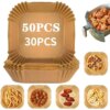 Papier Cuisson Antiadhésif, Résistant à la Chaleur pour Airfryer & Barbecue – 30/50 Pièces