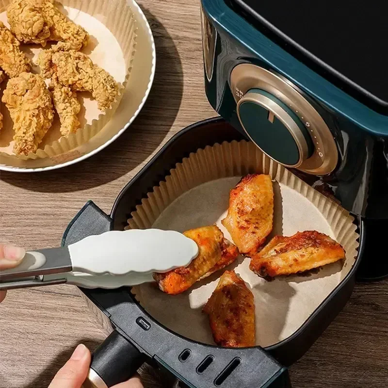 Accessoires de cuisine en papier pour friteuse à Air, ustensiles de cuisine jetables, moules à pâtisserie carrés et ronds, plaque de barbecue, tampon antiadhésif, 50/30 pièces