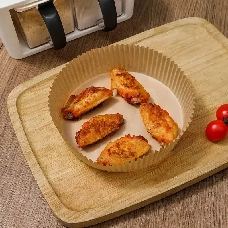 Accessoires de cuisine en papier pour friteuse à Air, ustensiles de cuisine jetables, moules à pâtisserie carrés et ronds, plaque de barbecue, tampon antiadhésif, 50/30 pièces