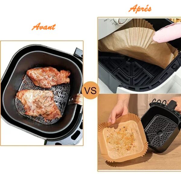 Papier Cuisson Antiadhésif, Résistant à la Chaleur pour Airfryer & Barbecue – 30/50 Pièces