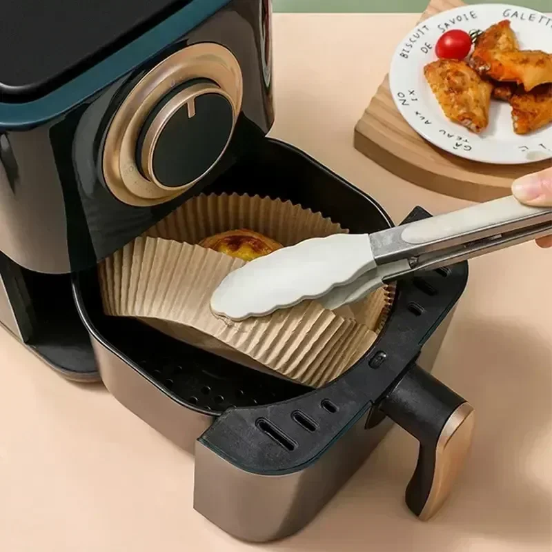 Accessoires de cuisine en papier pour friteuse à Air, ustensiles de cuisine jetables, moules à pâtisserie carrés et ronds, plaque de barbecue, tampon antiadhésif, 50/30 pièces