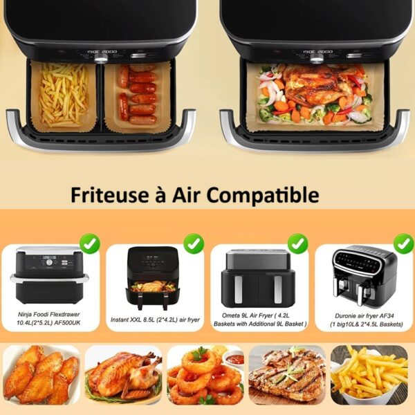Papier Antiadhésif Rectangulaire pour Friteuse à Air (AirFryer)