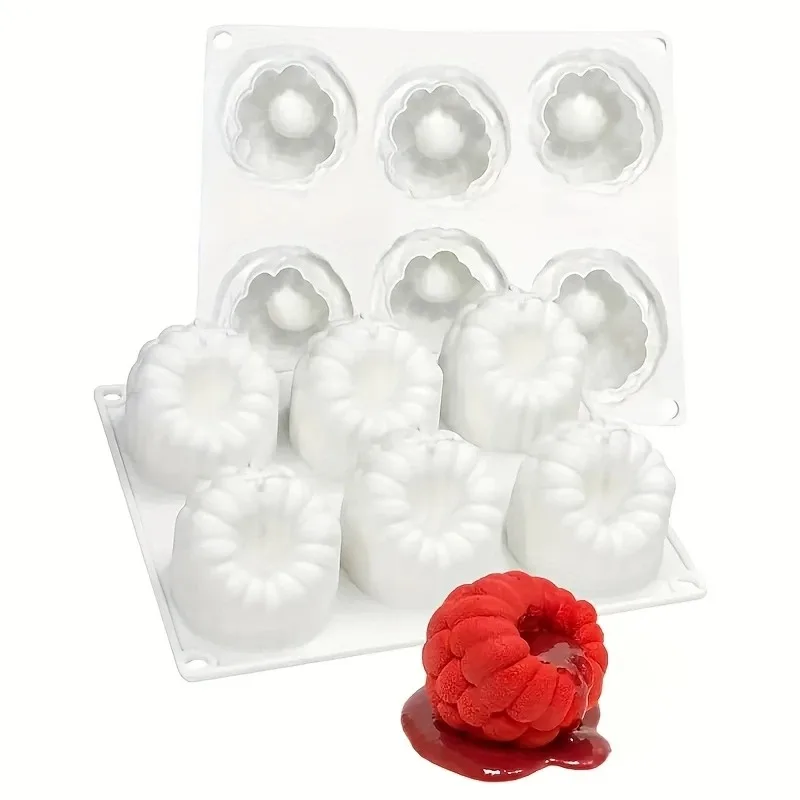 Moule en Silicone pour Mousse de framboise, 6 cavités, Style français, en forme de framboise, pour fruits, chocolat, Desserts, outil de décoration de gâteaux, ustensiles de cuisson