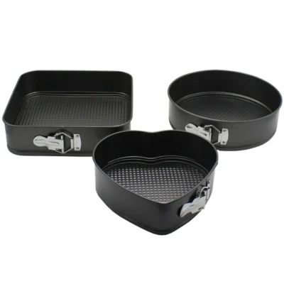 Lot de 3 Moules à Gâteau – Formes Cœur, Carré & Rondes