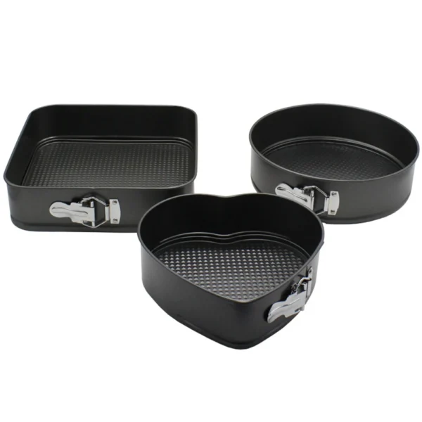 Lot de 3 Moules à Gâteau – Formes Cœur, Carré & Rondes