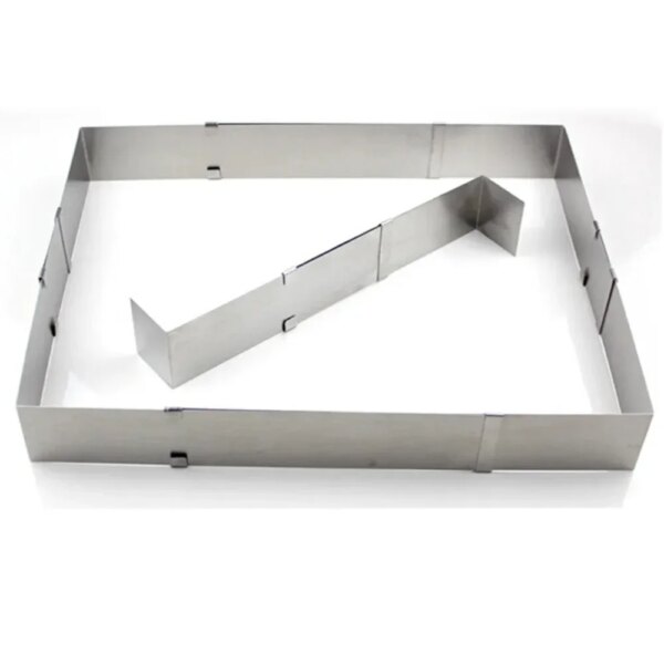 Moule à Gâteau Réglable en Acier Inoxydable – Forme Carrée ou Rectangulaire