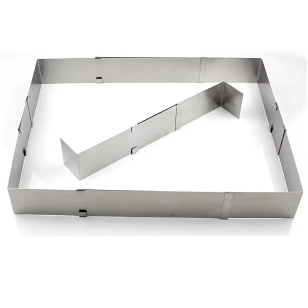 Moule à gâteau réglable en acier inoxydable, carré et rectangulaire, anneaux de cuisson pour Mousse, biscuits, Fondant, anneau 004