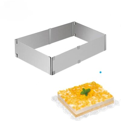 Moule à Gâteau Réglable en Acier Inoxydable – Forme Carrée ou Rectangulaire