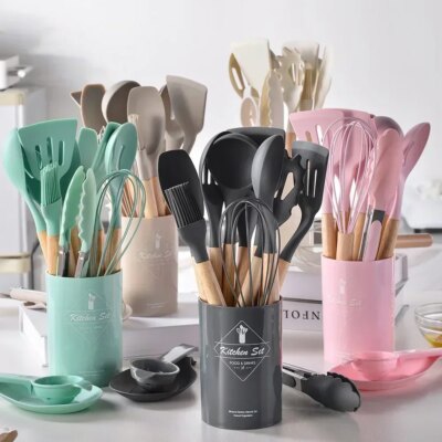Ensemble d'Ustensiles de Cuisine en Silicone – 12 Pièces