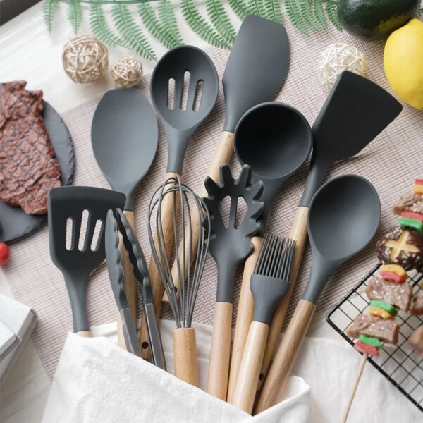 Ensemble d'Ustensiles de Cuisine en Silicone – 12 Pièces