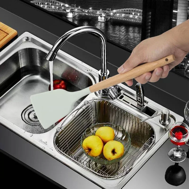 Ustensiles de cuisine en Silicone de qualité alimentaire, ustensiles de cuisine, spatule tournante, cuillère à mesurer, outil de cuisine pratique, ensemble d'ustensiles de cuisine 12 pièces