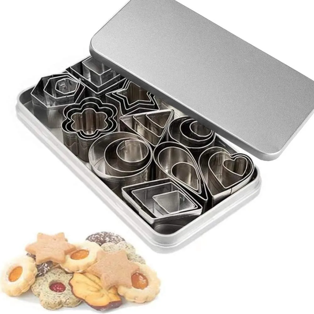 30 pièces/boîte Mini moule en acier inoxydable coeur étoile fleur forme géométrique emporte-pièces bricolage biscuits pâtisserie décoration outils de cuisson