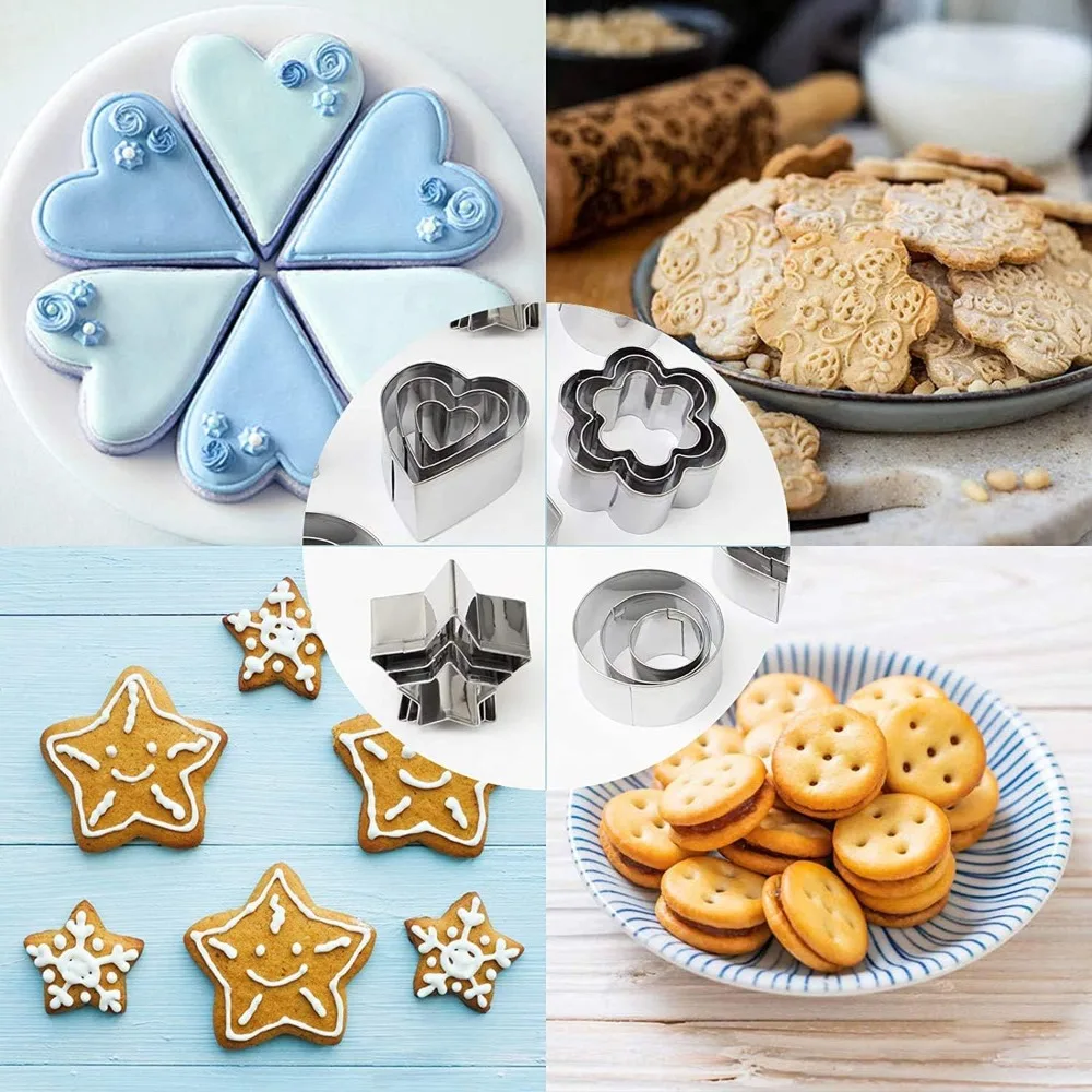 30 pièces/boîte Mini moule en acier inoxydable coeur étoile fleur forme géométrique emporte-pièces bricolage biscuits pâtisserie décoration outils de cuisson