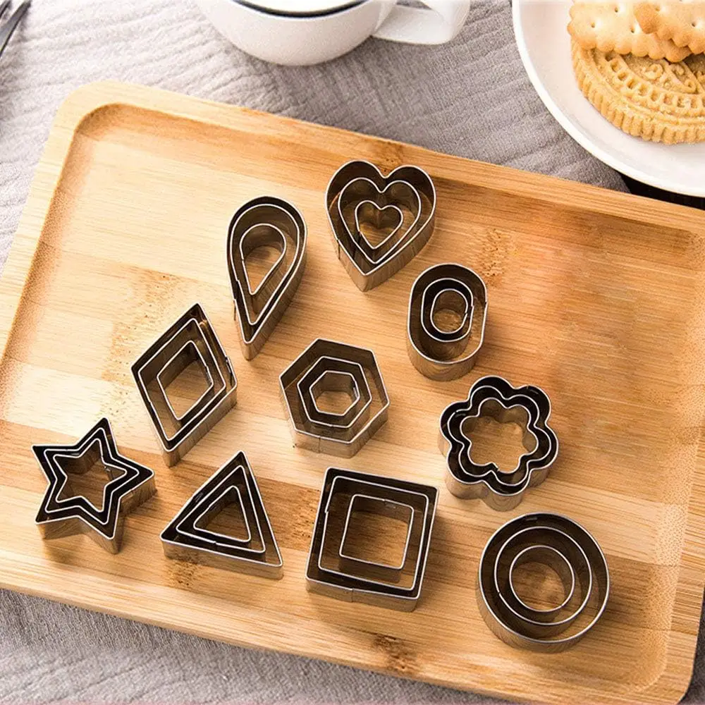 30 pièces/boîte Mini moule en acier inoxydable coeur étoile fleur forme géométrique emporte-pièces bricolage biscuits pâtisserie décoration outils de cuisson