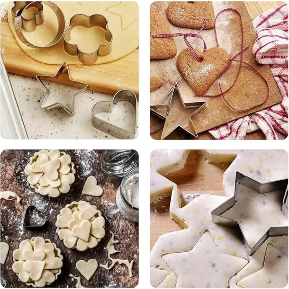 30 pièces/boîte Mini moule en acier inoxydable coeur étoile fleur forme géométrique emporte-pièces bricolage biscuits pâtisserie décoration outils de cuisson