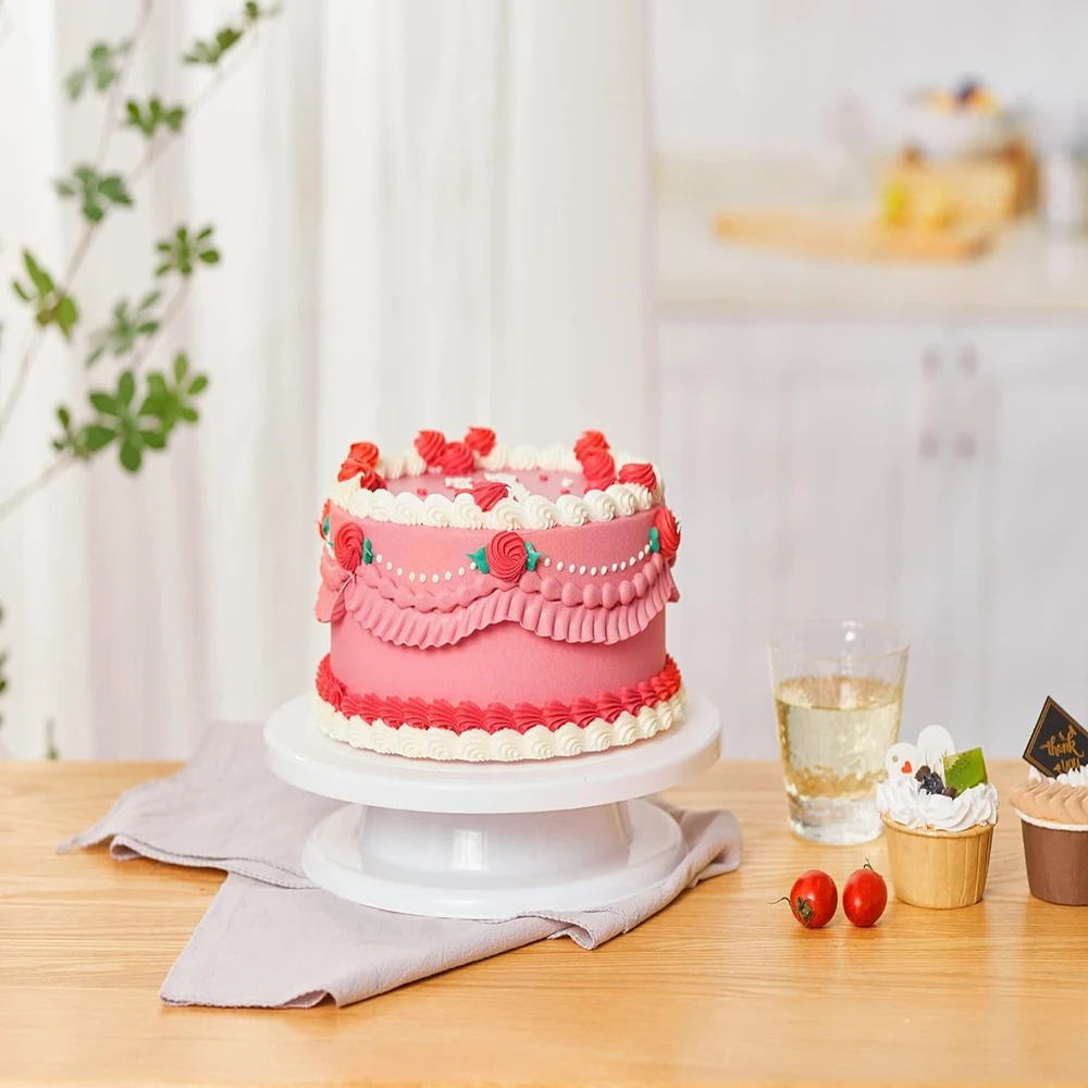 Ensemble de plateau tournant à gâteaux avec 2 spatules à glaçage, 3 grattoirs plus lisses, Kit de décoration de gâteaux, fournitures de cuisson pour fête, 1/6 pièces